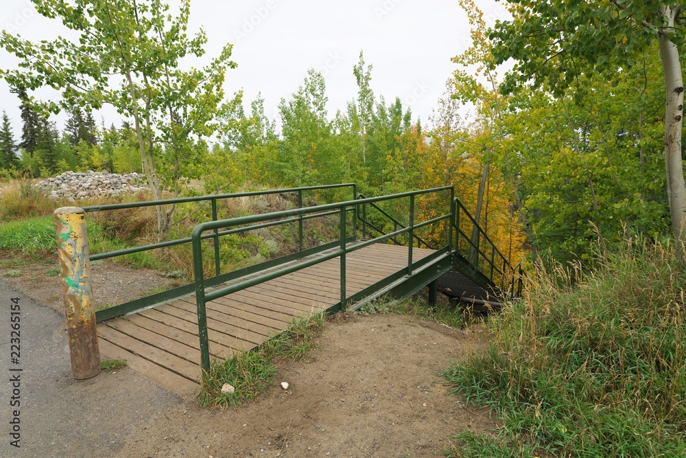 Whitehorse,Canada-September 11, 2018:  Black Street Stairs at the end of Airport Trail