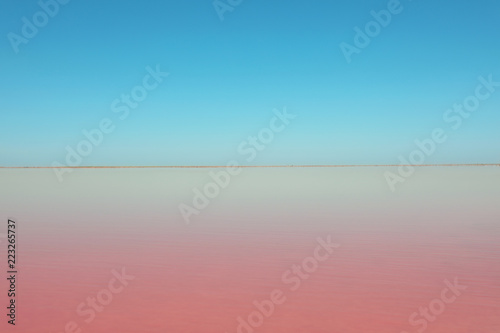 Beautiful view of pink lake on summer day