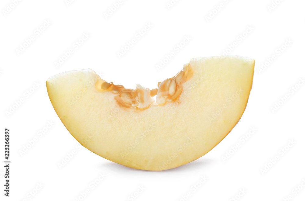 Slice of tasty ripe melon on white background Slice of tasty ripe melon on white background