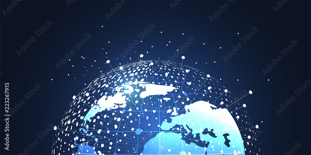 Fototapeta premium Global network connection. World map point and line composition concept of global business. Vector Illustration