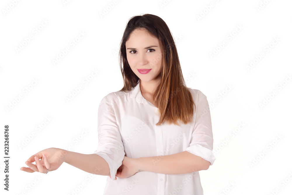 Portrait of young latin woman in a studio. Portrait of young latin woman in a studio.