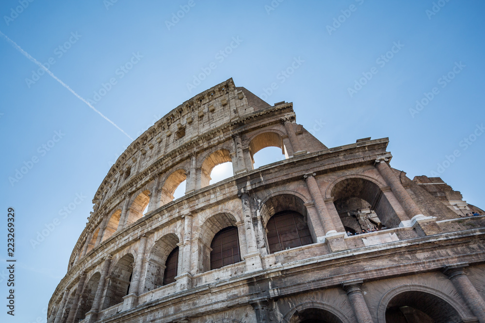 The beautiful Colosseum, also known as the Flavian amphitheatre in Rome, Italy
