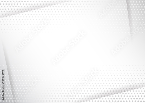 Modern Halftone white and grey background. Decorative web concept, banner, layout, poster. Vector illustration