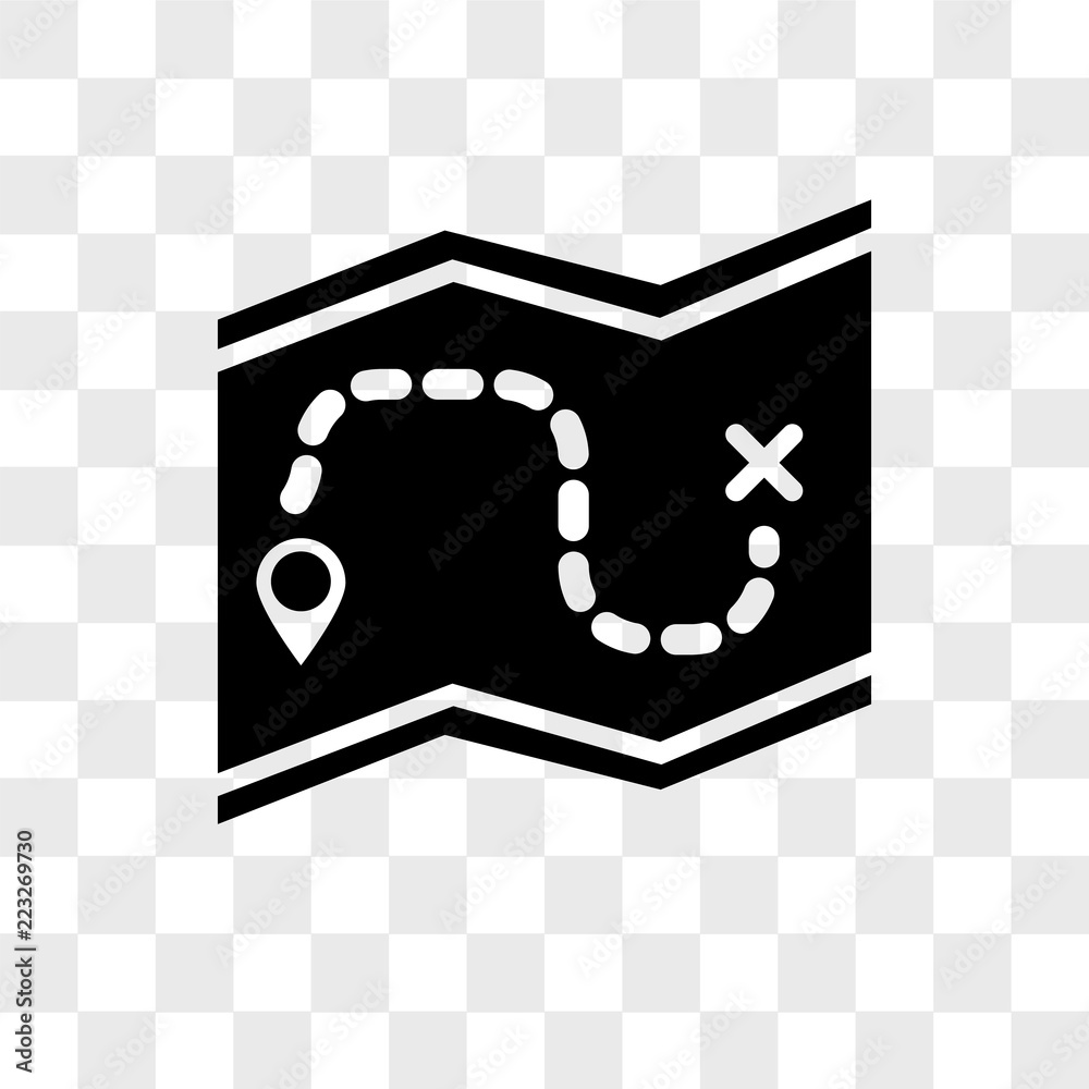 Treasure map with X vector icon isolated on transparent background ...