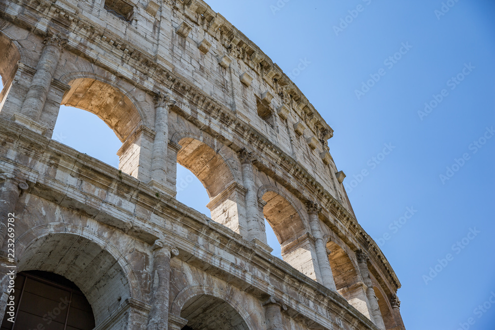 The beautiful Colosseum, also known as the Flavian amphitheatre in Rome, Italy