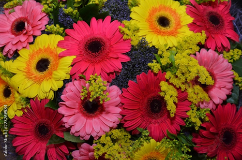 Beautiful and colorful bouquet with flowers as background