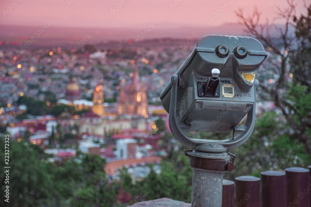 Binoculars at the tourist lookout of San Miguel de Allende in