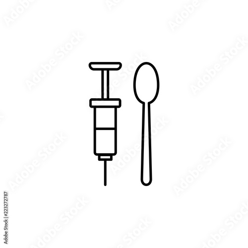syringe for heroin icon. Element of crime and punishment icon for mobile concept and web apps. Thin line syringe for heroin icon can be used for web and mobile
