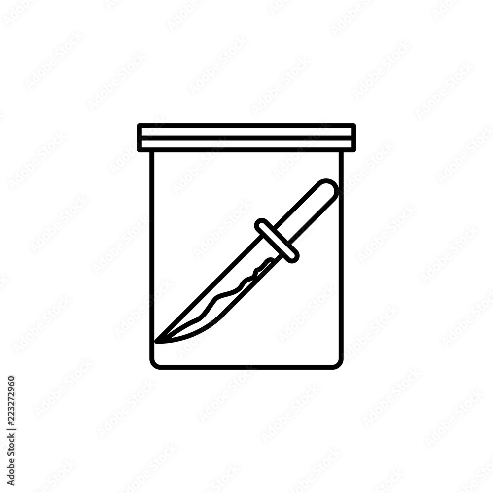 evidence of knife icon. Element of crime and punishment icon for mobile concept and web apps. Thin line evidence of knife icon can be used for web and mobile