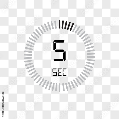 The 5 seconds vector icon isolated on transparent background, The 5 seconds logo design