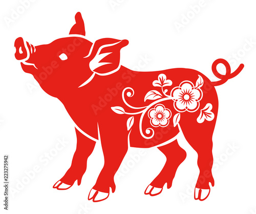 Floral Decorative Pig - Side View