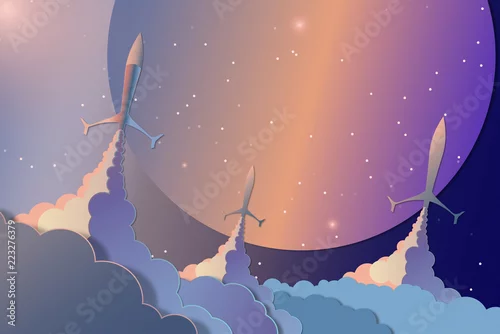 Obraz Rakiety wystrzeliwują w niebo.