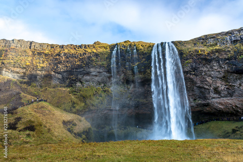 Beautiful waterfall in Iceland countryside