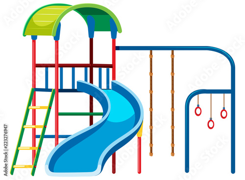 Playground slide set on white background