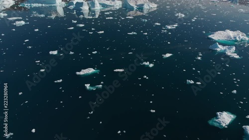 Aerial View of Icebergs in Johan Petersen Fjord East Greenland photo