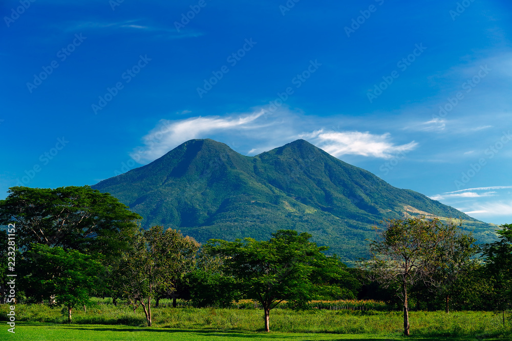 Fototapeta premium The Chinchontepec volcano in El Salvador, Central America on a sunny day