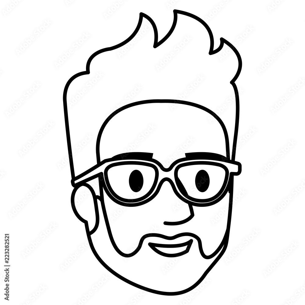 young man head with beard avatar character young man head with beard avatar character