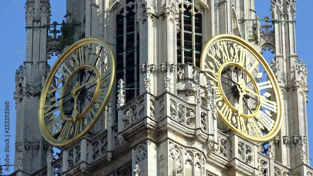 Amazing panoramic view of main tower clock at Cathedral of Our Lady ...