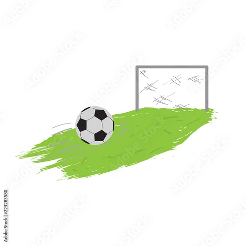 Obraz Boisko do piłki nożnej z piłką i siatką