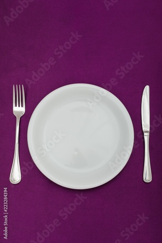 Table Setting with Plate, Fork and Knife