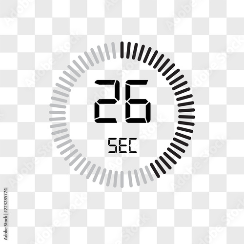 The 26 seconds vector icon isolated on transparent background, The 26 seconds logo design photo