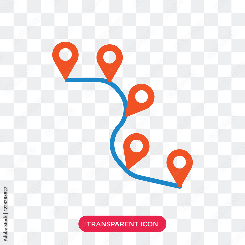 Route vector icon isolated on transparent background, Route logo design