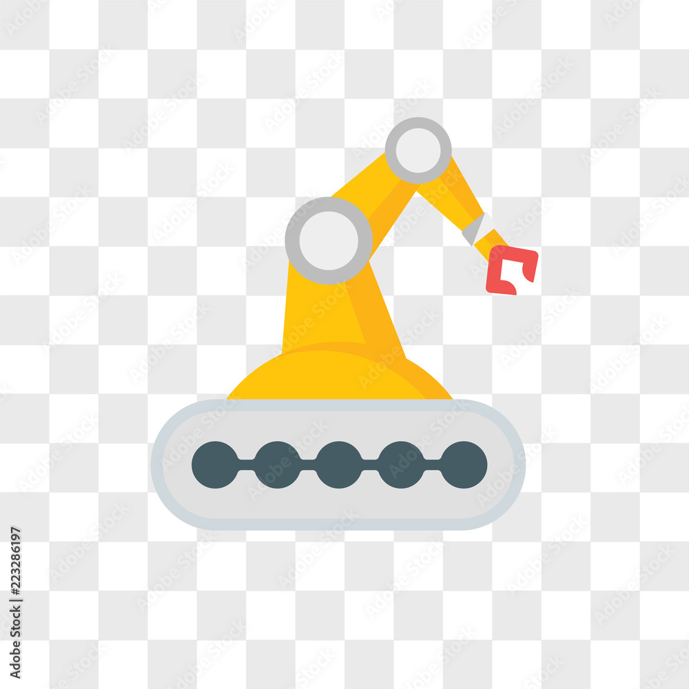 Robotic arm vector icon isolated on transparent background, Robotic arm logo design