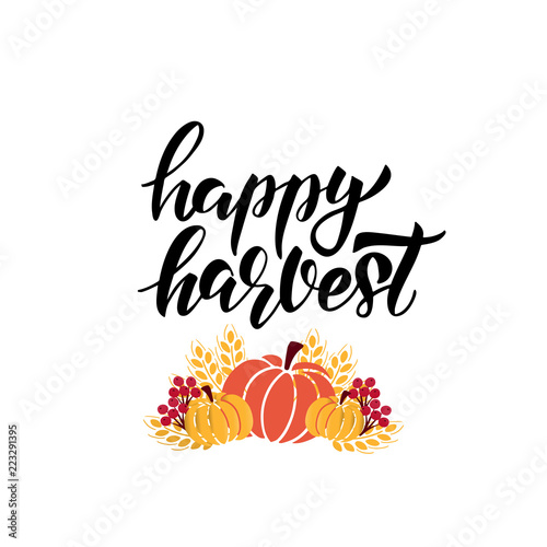 Happy harvest lettering card 