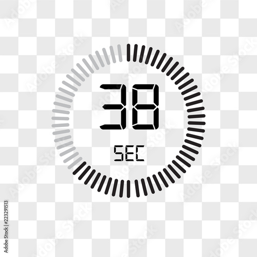 The 38 seconds vector icon isolated on transparent background, The 38 seconds logo design photo