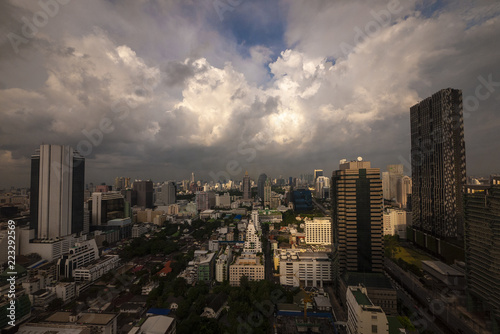 Bangkok city with heavy clouds