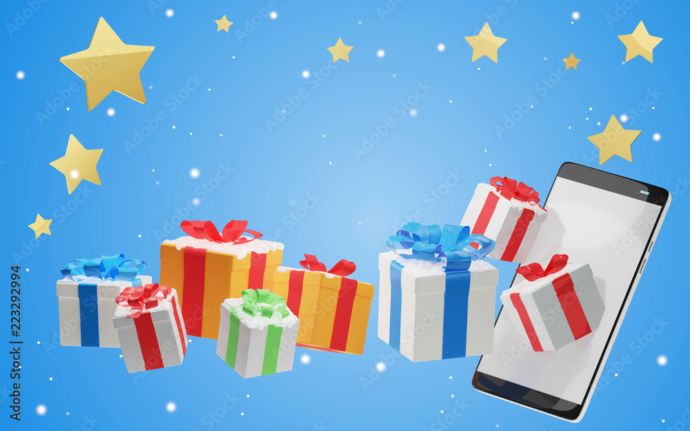 christmas background colorful presents for christmas 3d-illustration