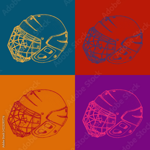 Canvas Print Pop art Hockey Helmet with mask