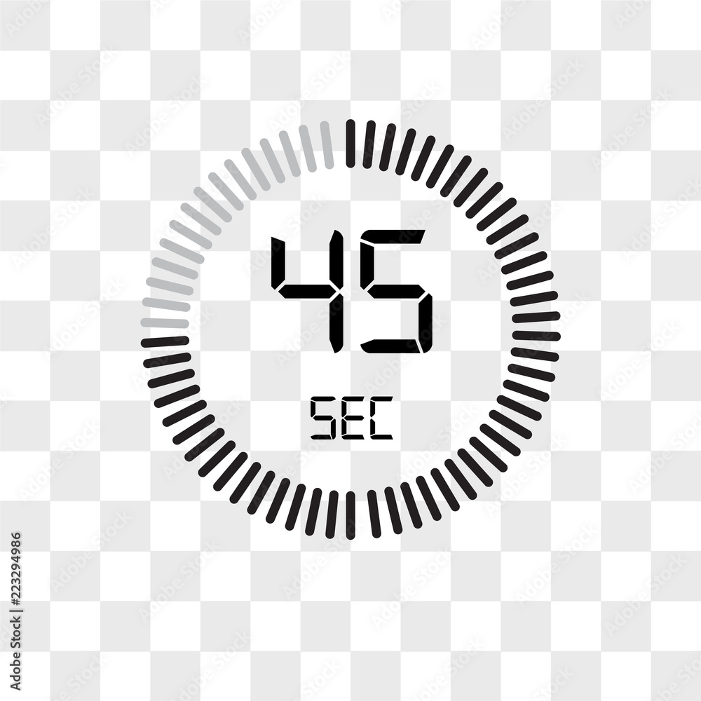 The 45 seconds vector icon isolated on transparent background, The 45 ...