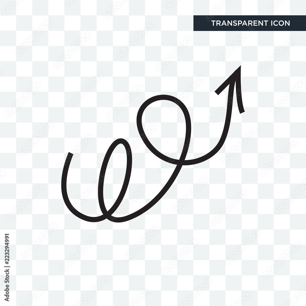 Swirly scribbled arrow vector icon isolated on transparent background, Swirly scribbled arrow logo design