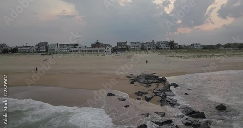 Epic scenery at the beach of Sea Girt at sunset. photo