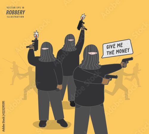 the thief gang robbery illustration vector. Criminal concept.