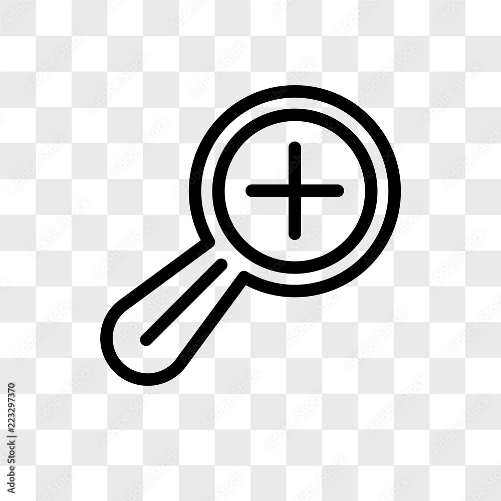 Fototapeta premium Zoom in vector icon isolated on transparent background, Zoom in logo design