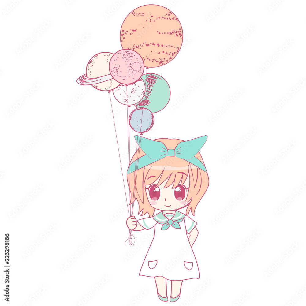 Astronaut cute girl character dream in sapce Astronaut cute girl character dream in sapce