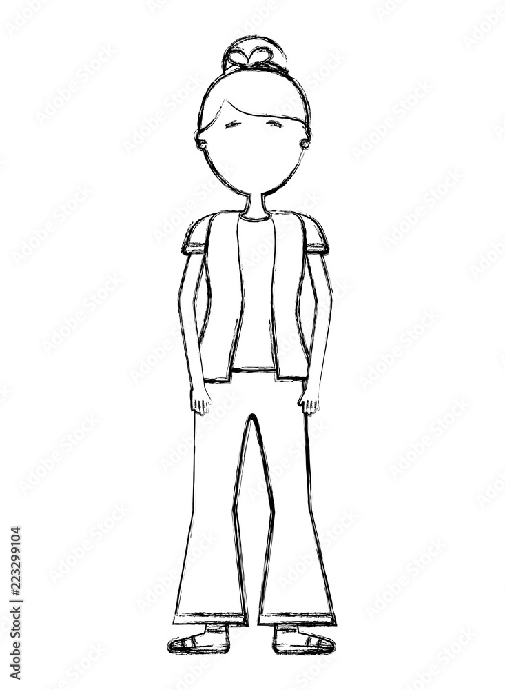 hipster woman character standing in casual clothes hipster woman character standing in casual clothes