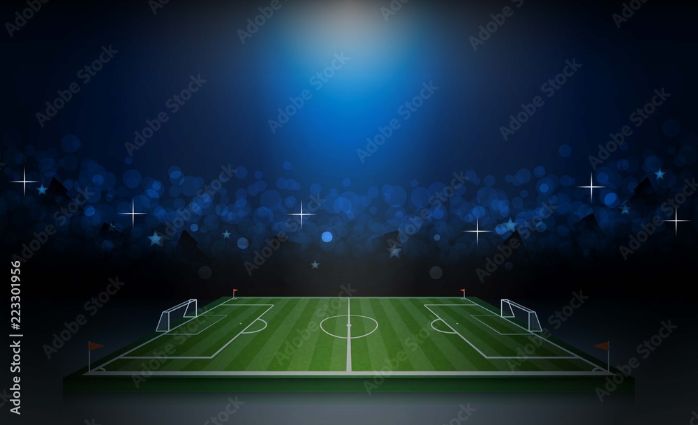 Football arena field with bright stadium lights vector design and ...