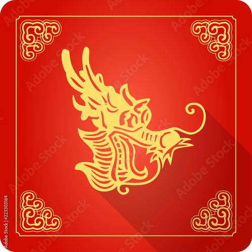 Ancient Chinese Dragon Icon, Flat Design © lisheng2121