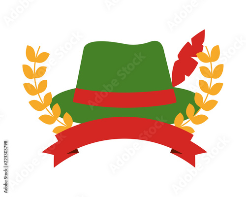 traditional german hat with ribbon and crown