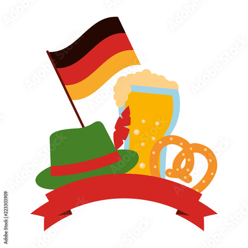 germany flag with oktoberfest icons