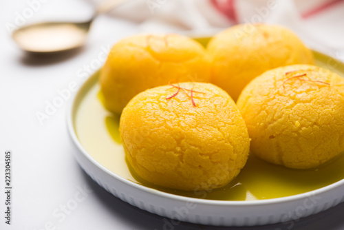 Rajbhog is a traditional Bengali sweet Rasgulla made during Navaratri festival using paneer or chena and flavoured with saffron and rose essence
