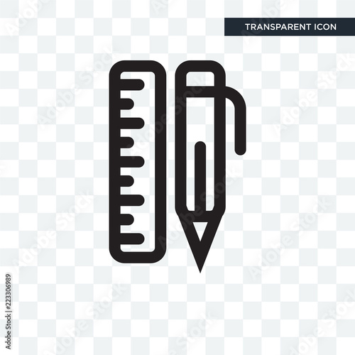 Pencil and ruler vector icon isolated on transparent background, Pencil and ruler logo design
