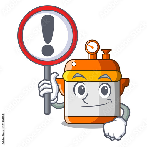 With sign character cartoon modern cooker for cooking