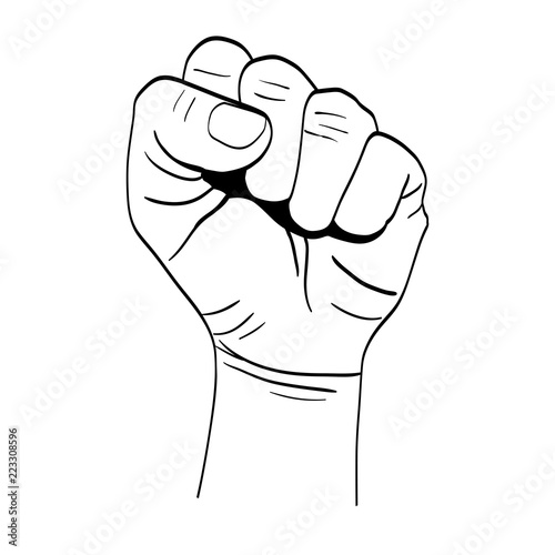 line person hand up oppose protest