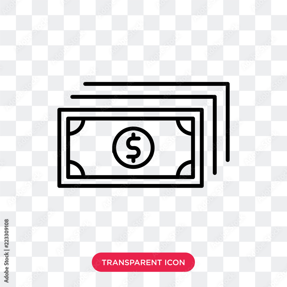Cash vector icon isolated on transparent background, Cash logo design Cash vector icon isolated on transparent background, Cash logo design
