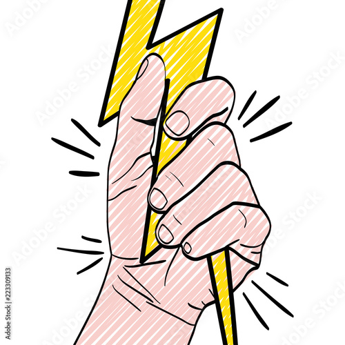 doodle person hand oppose with ray protest