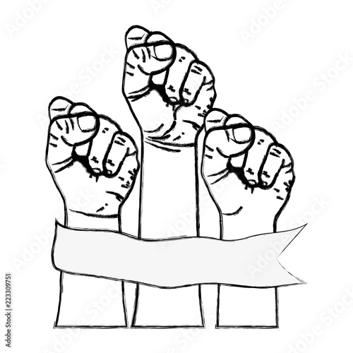 grunge people hands up opposition protest